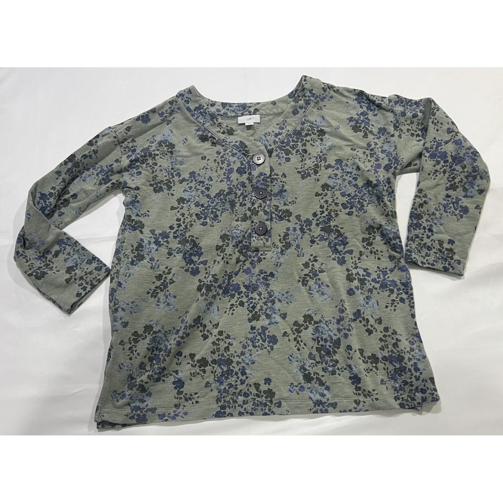 J Jill Sweatshirt Womens Mp Green Floral Pullover